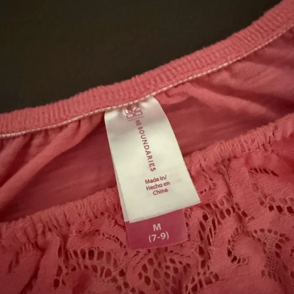 Juniors No Boundaries Pink Floral Lace Blouse